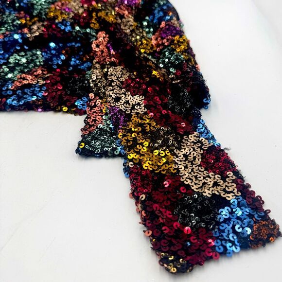 NWT Zara Multicolor Sequins Mini Skirt Front Tie Light Stretch Size US Smalll - Picture 3 of 10